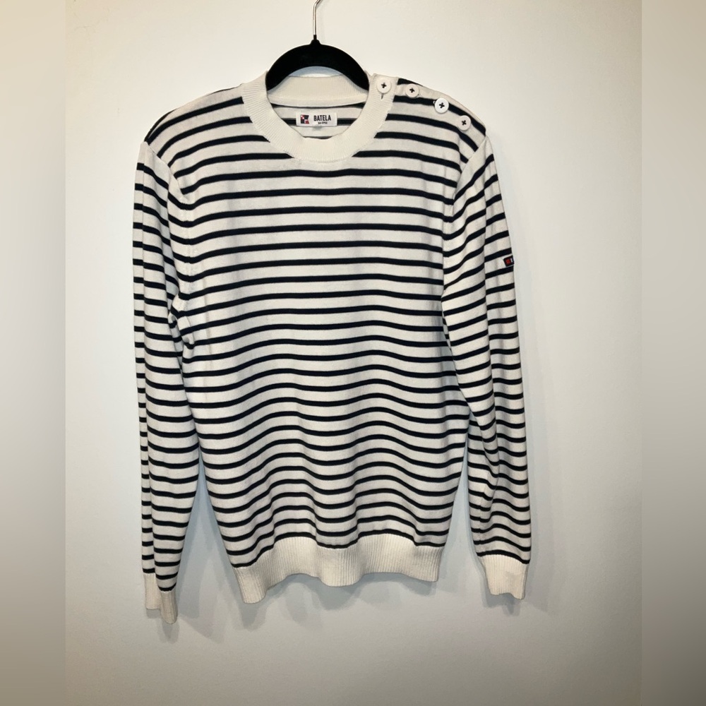 Batela Sea Style Cotton Nautical‎ Stripe Coastal Sweater Sz M